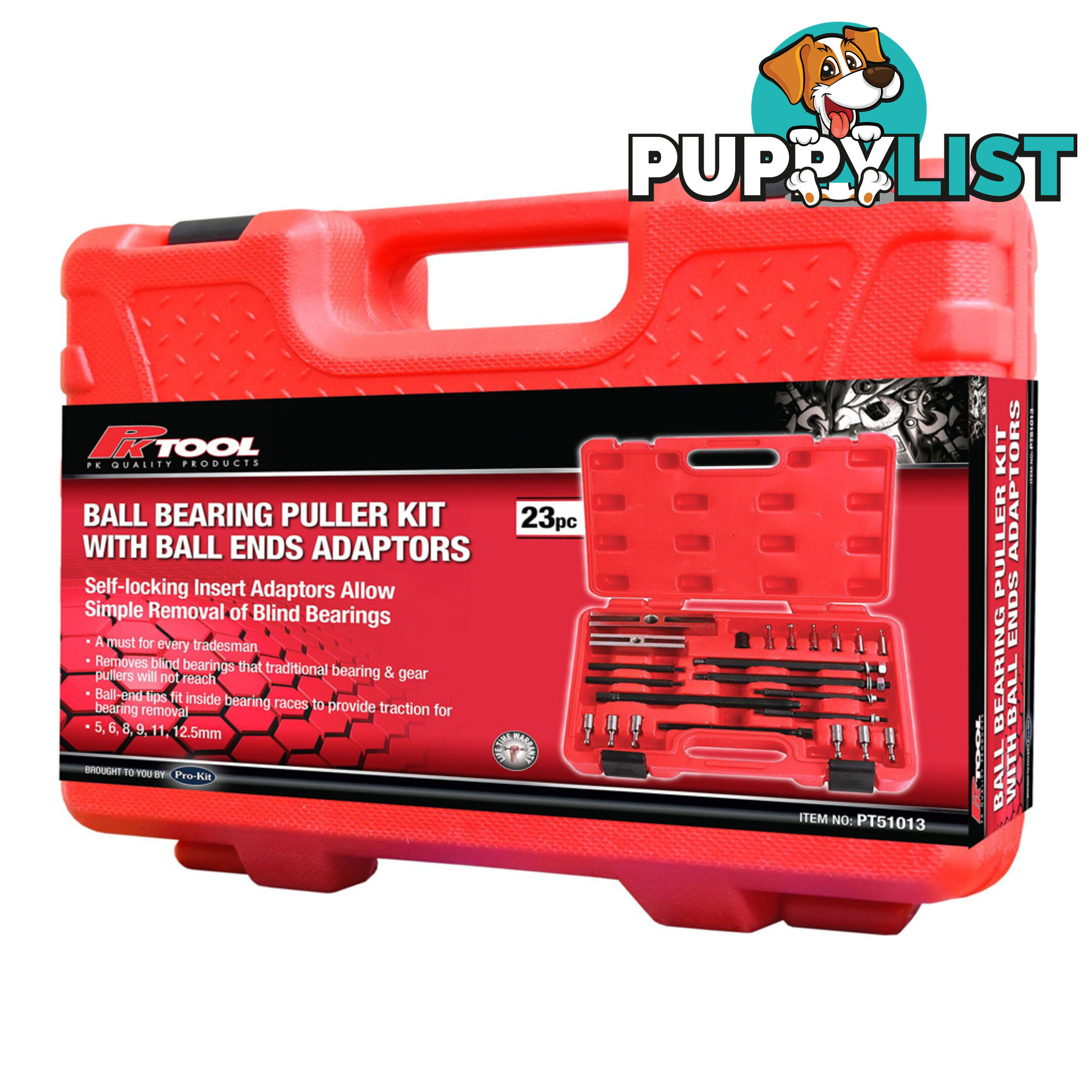 PK Tools Ball Bearing Puller Kit with Ball Ends Adaptors 23pc SKU - PT51013