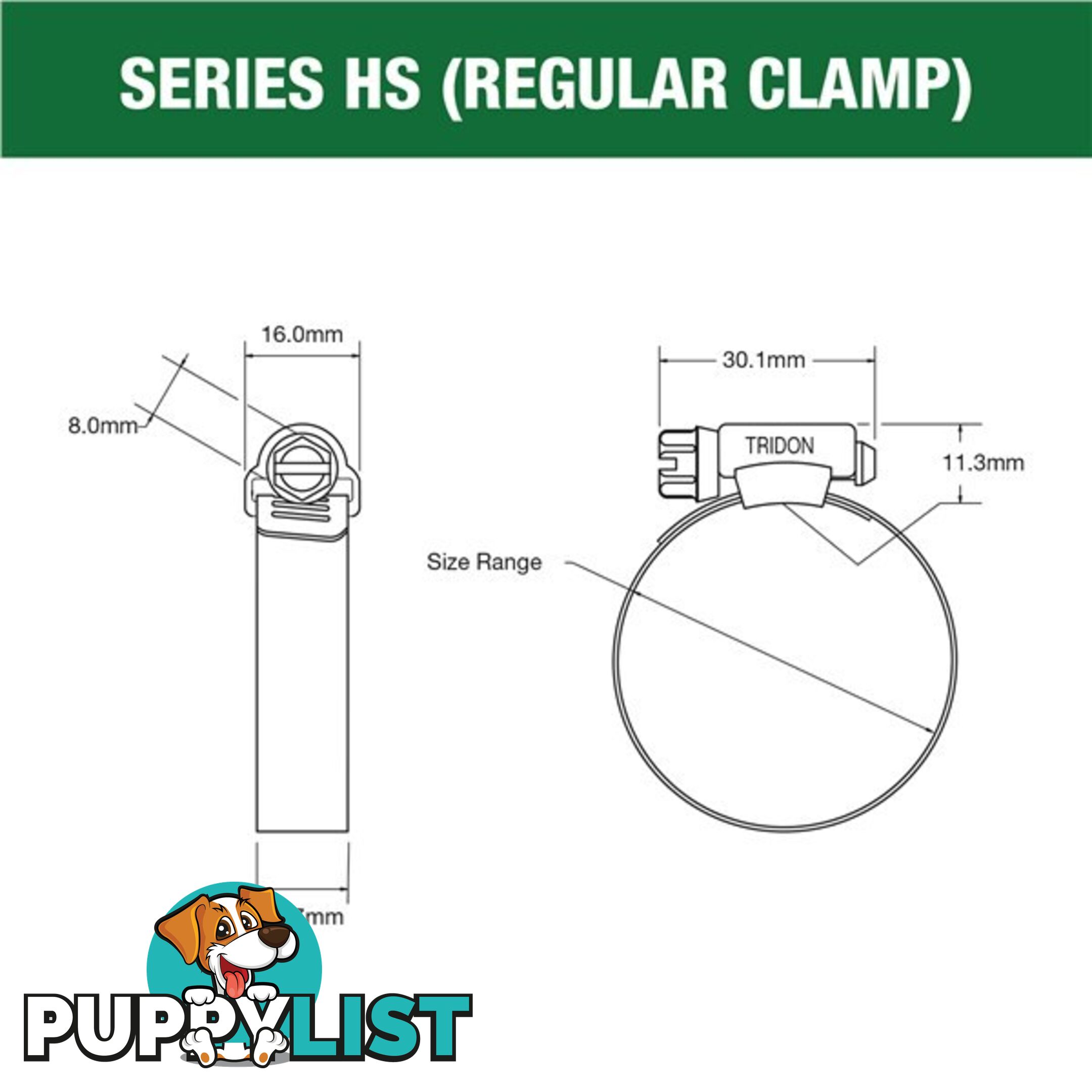 Tridon Part S. Steel Hose Clamps 267mm â 318mm Perforated Band SKU - HS192