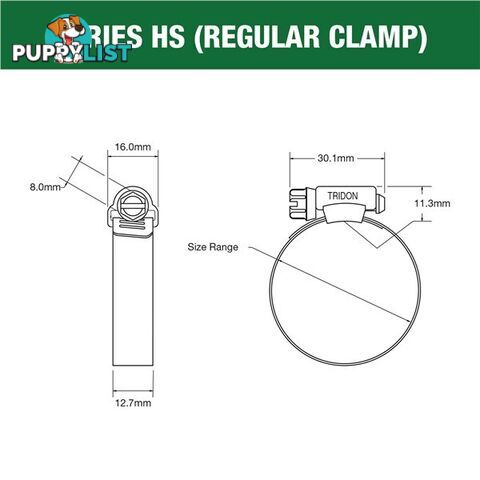 Tridon Part S. Steel Hose Clamps 267mm â 318mm Perforated Band SKU - HS192