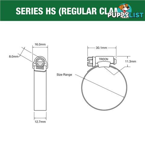 Tridon Part S. Steel Hose Clamps 267mm â 318mm Perforated Band SKU - HS192