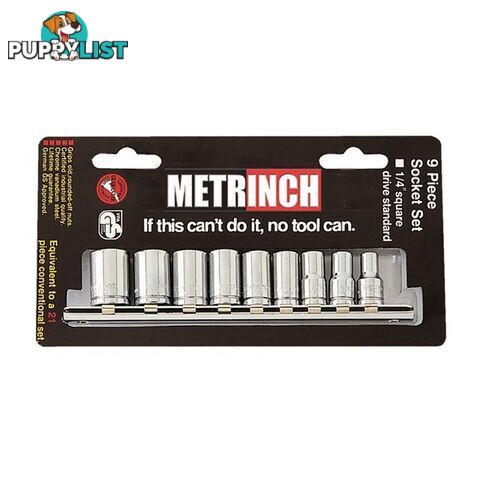 Metrinch 1/4 " Standard Socket Set Drive 9 Piece SKU - MET-0220