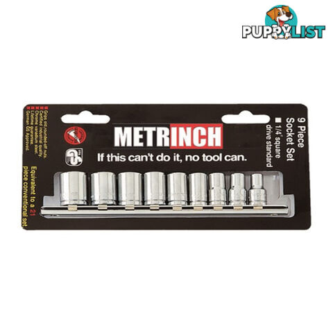 Metrinch 1/4 " Standard Socket Set Drive 9 Piece SKU - MET-0220