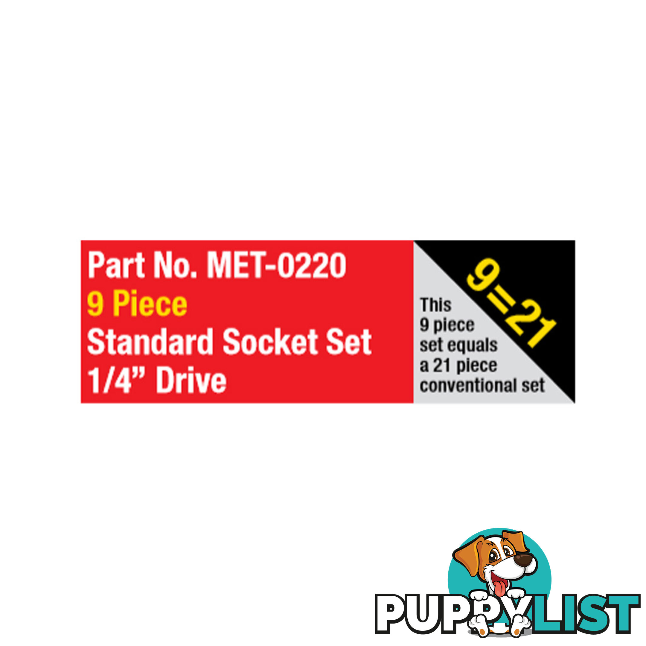 Metrinch 1/4 " Standard Socket Set Drive 9 Piece SKU - MET-0220