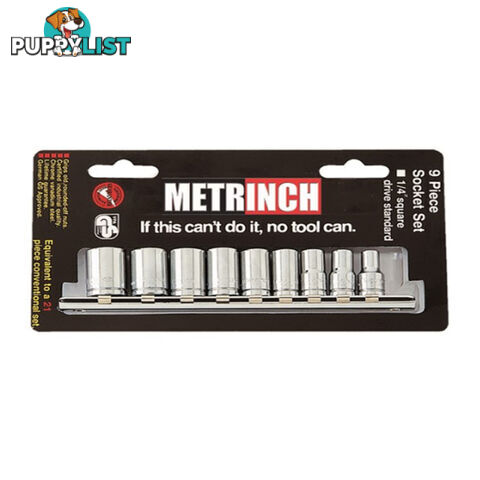 Metrinch 1/4 " Standard Socket Set Drive 9 Piece SKU - MET-0220