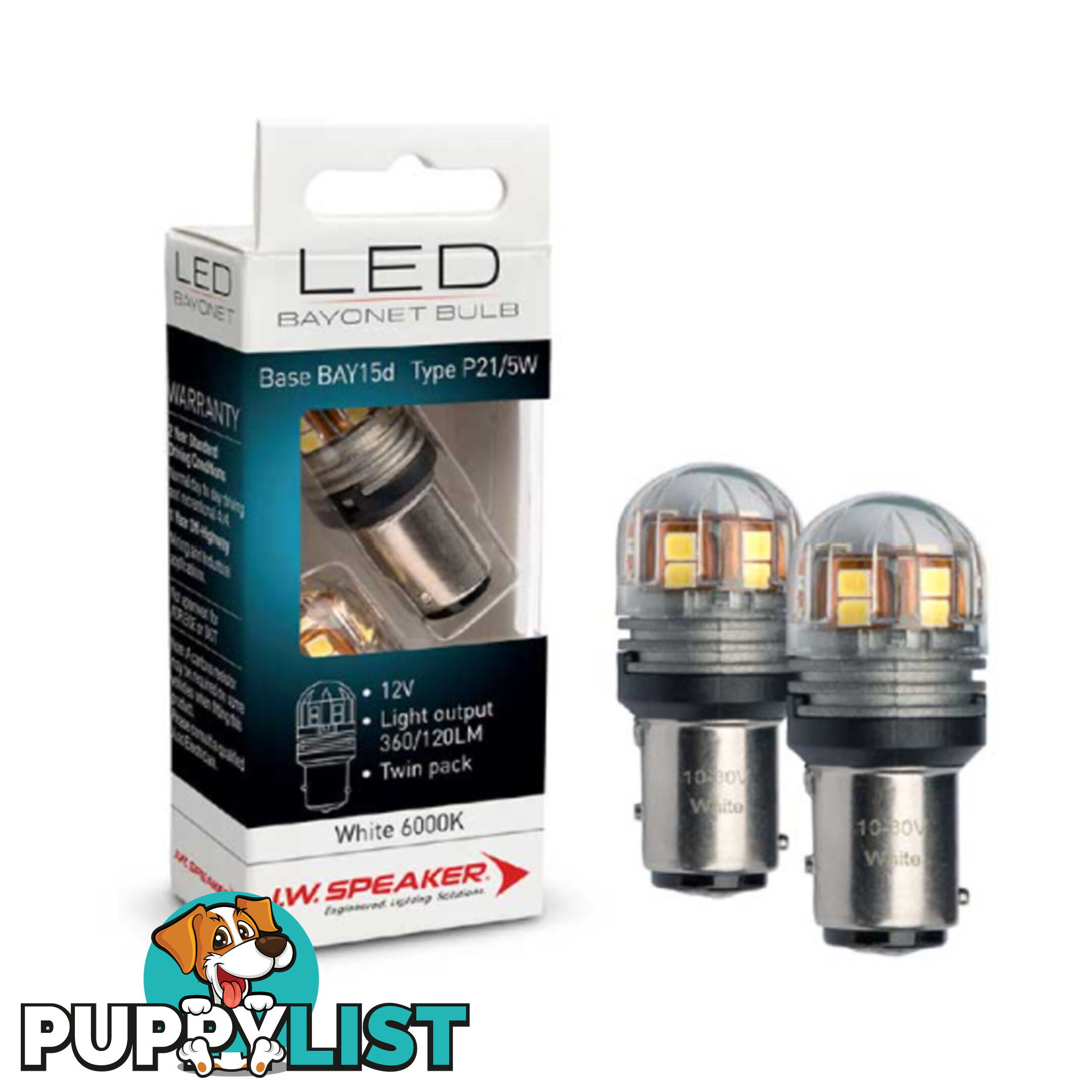 Coles Hersee LED Bulb 12/24v P21/5w White 360/120lms 2pc Kit SKU - E70-990144W