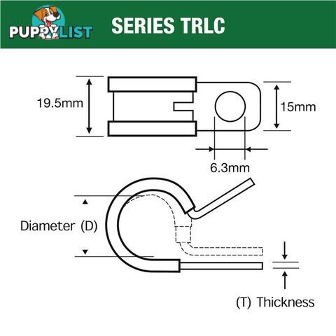 Tridon Rubber Lined Hose Clamp 47mm Zinc Plated 10 pk SKU - TRLC47P