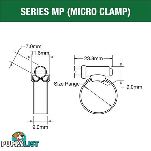 Tridon Part SS Hose Clamp 11mm-16mm Solid Micro Band Collared 10pk SKU - MPCM00P