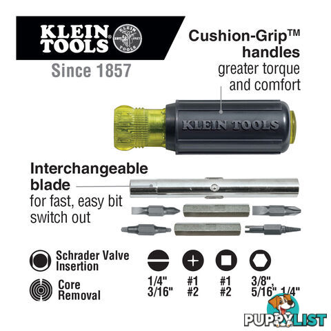 Klein Tools Multi-Bit Screwdriver Nut Driver 11 in 1 SKU - 32527