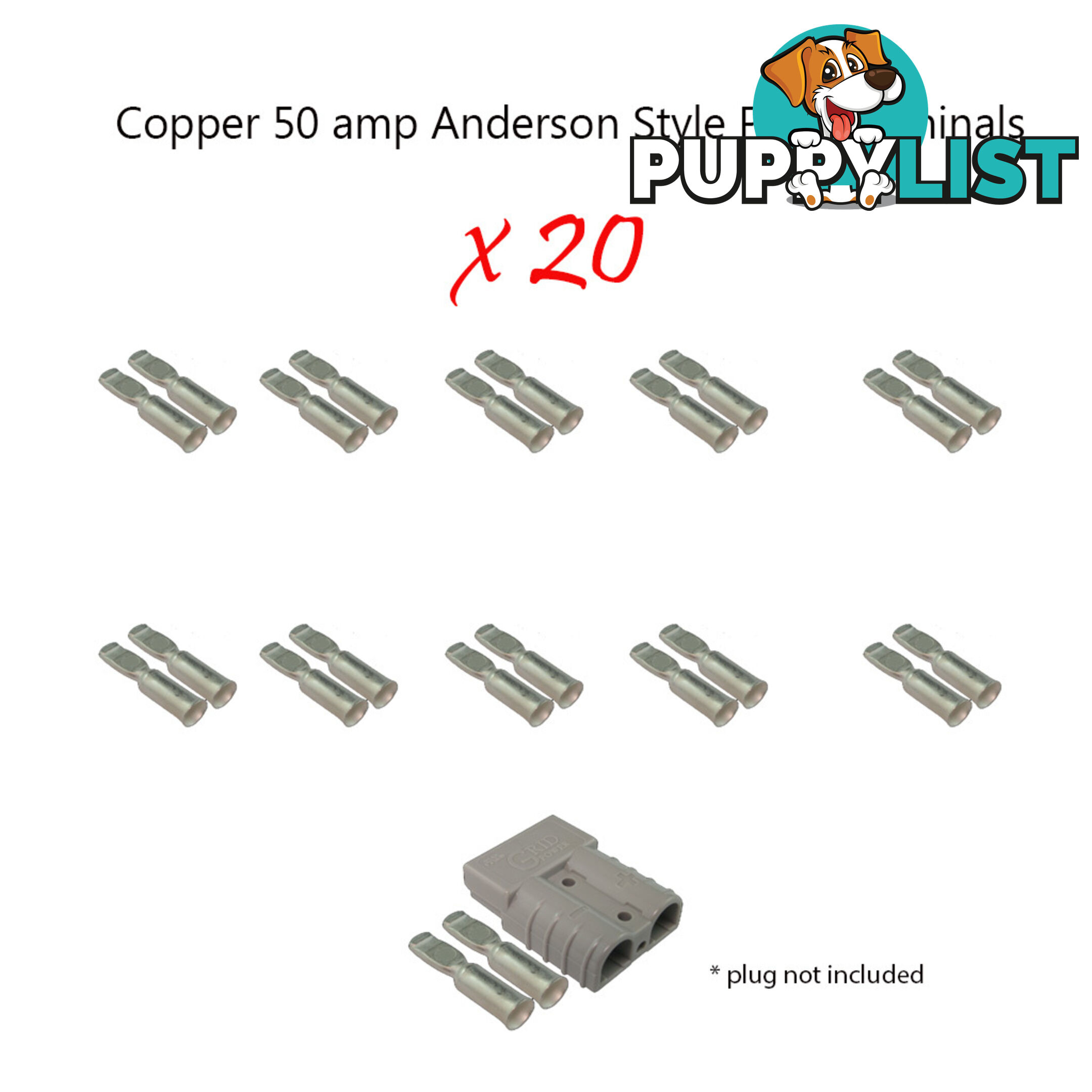 20 x 50 amp Anderson Plug Copper Terminals (only) SKU - 10122