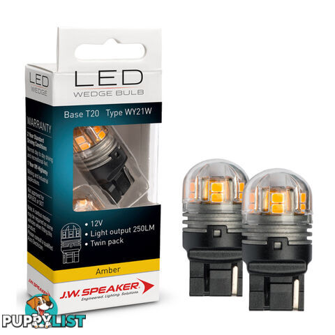 JW Speaker LED 12/24v Bulb T20 Base Amber Light Twin Pack SKU - 990126