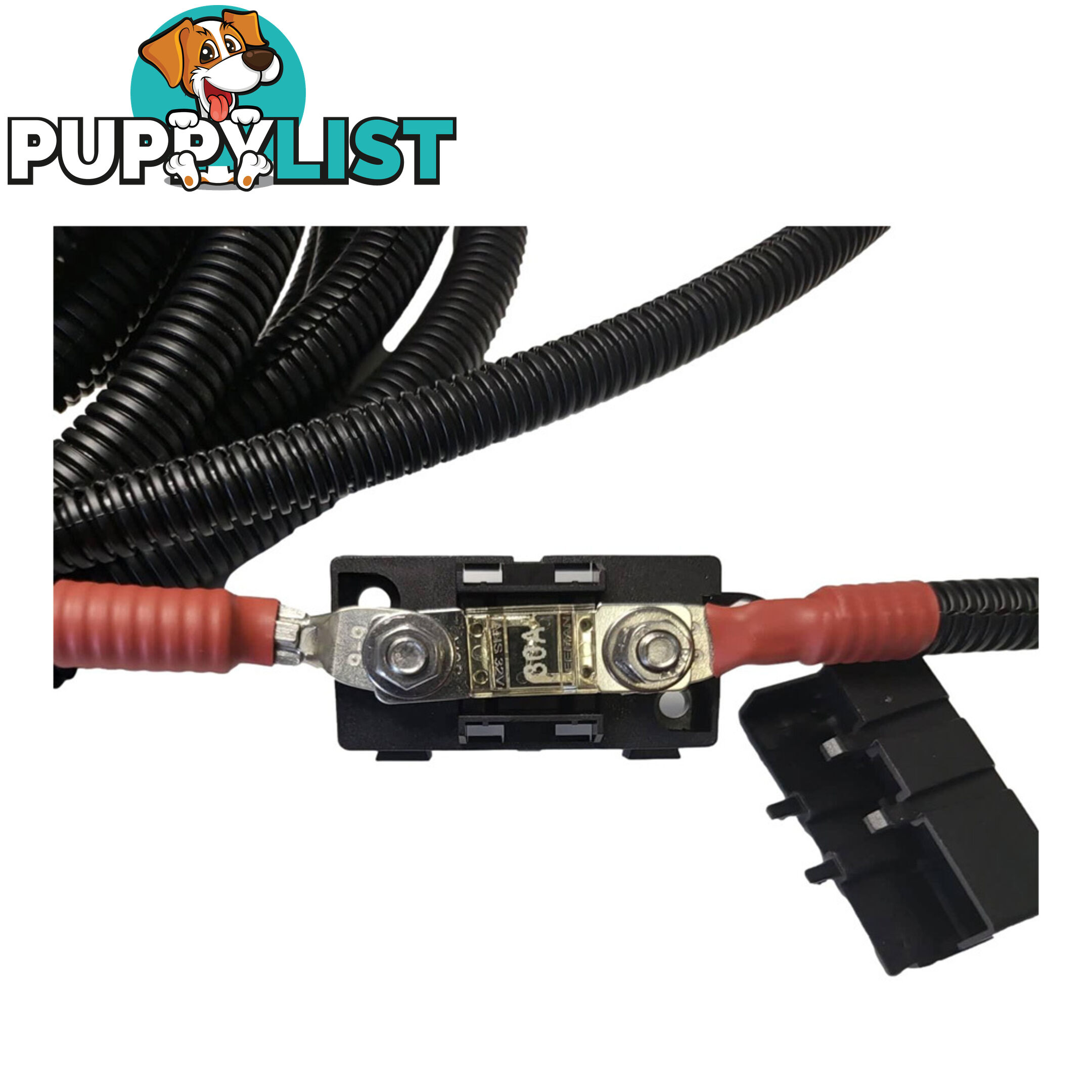 12/24v Lead 4 B S x 7m 50a Anderson, Midi Fuse and Holder Cable Lugs, Split Tube SKU - DC-13313