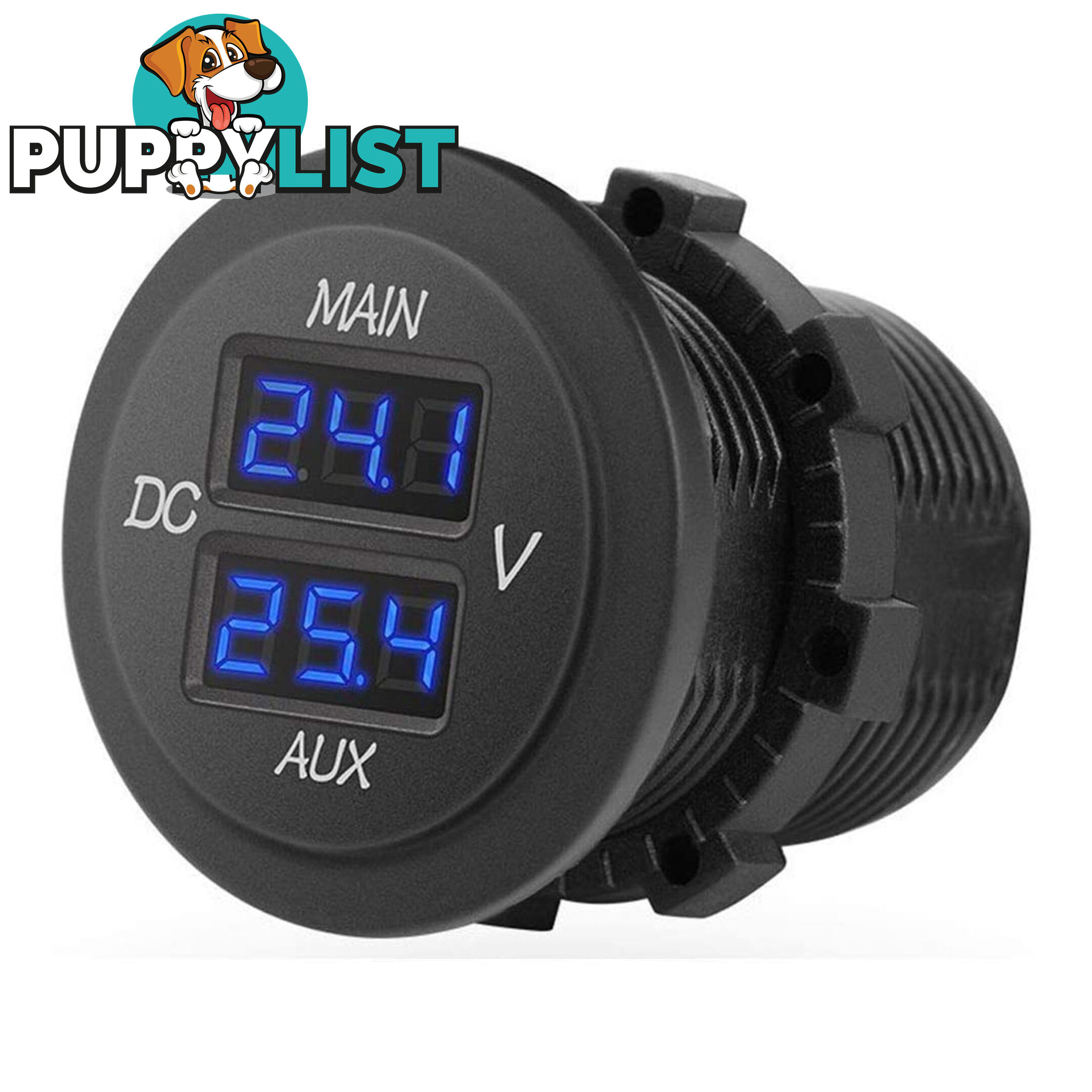 Dual Volt Meter Round Panel Mount LED Display 12/24 v SKU - BB-DUALVOLT