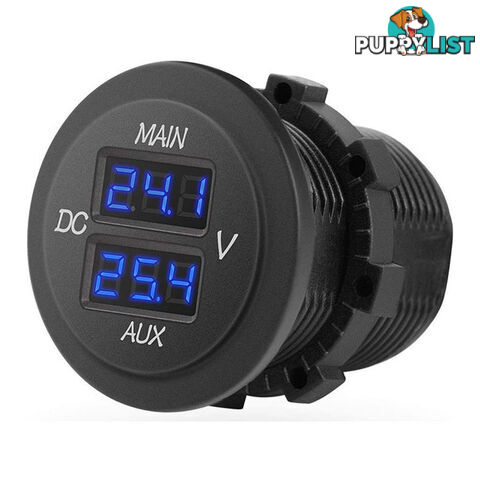 Dual Volt Meter Round Panel Mount LED Display 12/24 v SKU - BB-DUALVOLT