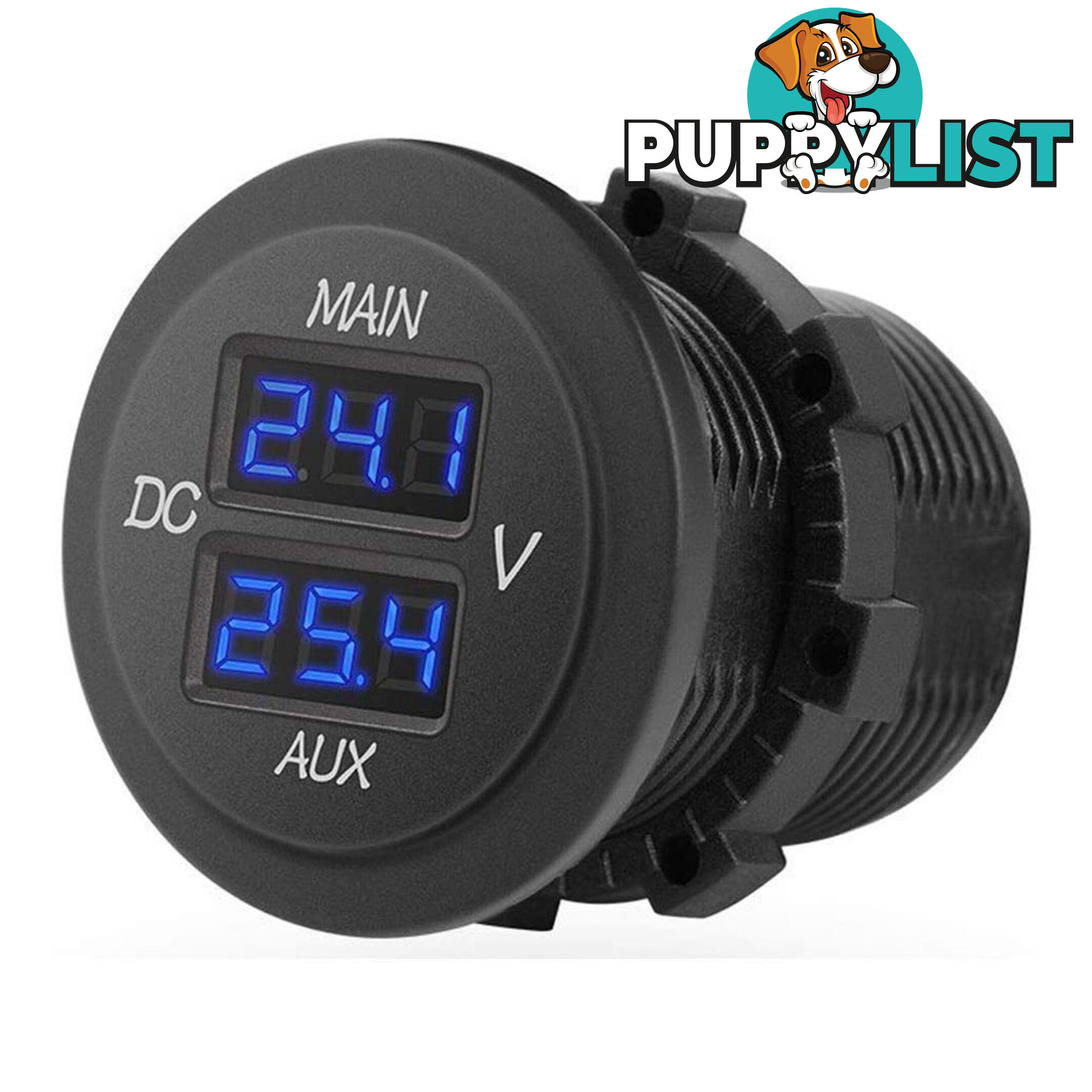 Dual Volt Meter Round Panel Mount LED Display 12/24 v SKU - BB-DUALVOLT