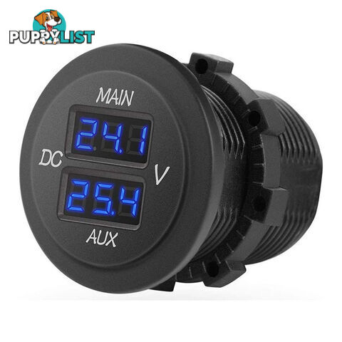 Dual Volt Meter Round Panel Mount LED Display 12/24 v SKU - BB-DUALVOLT