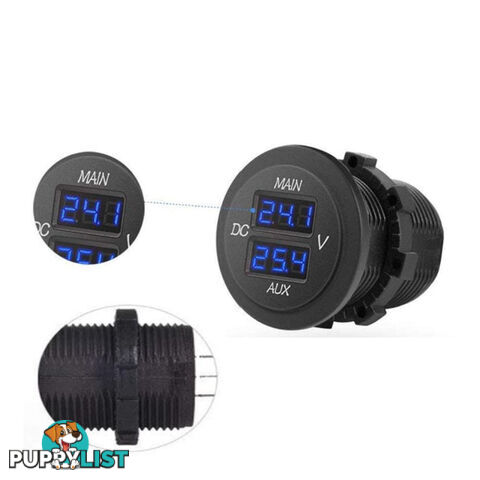 Dual Volt Meter Round Panel Mount LED Display 12/24 v SKU - BB-DUALVOLT