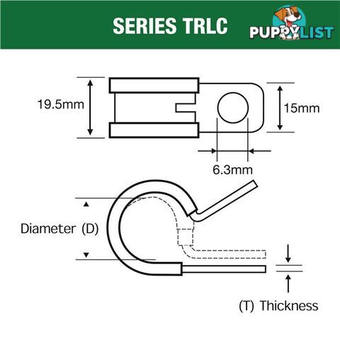 Tridon Rubber Lined Hose Clamp 16mm Zinc Plated 10 pk SKU - TRLC16P