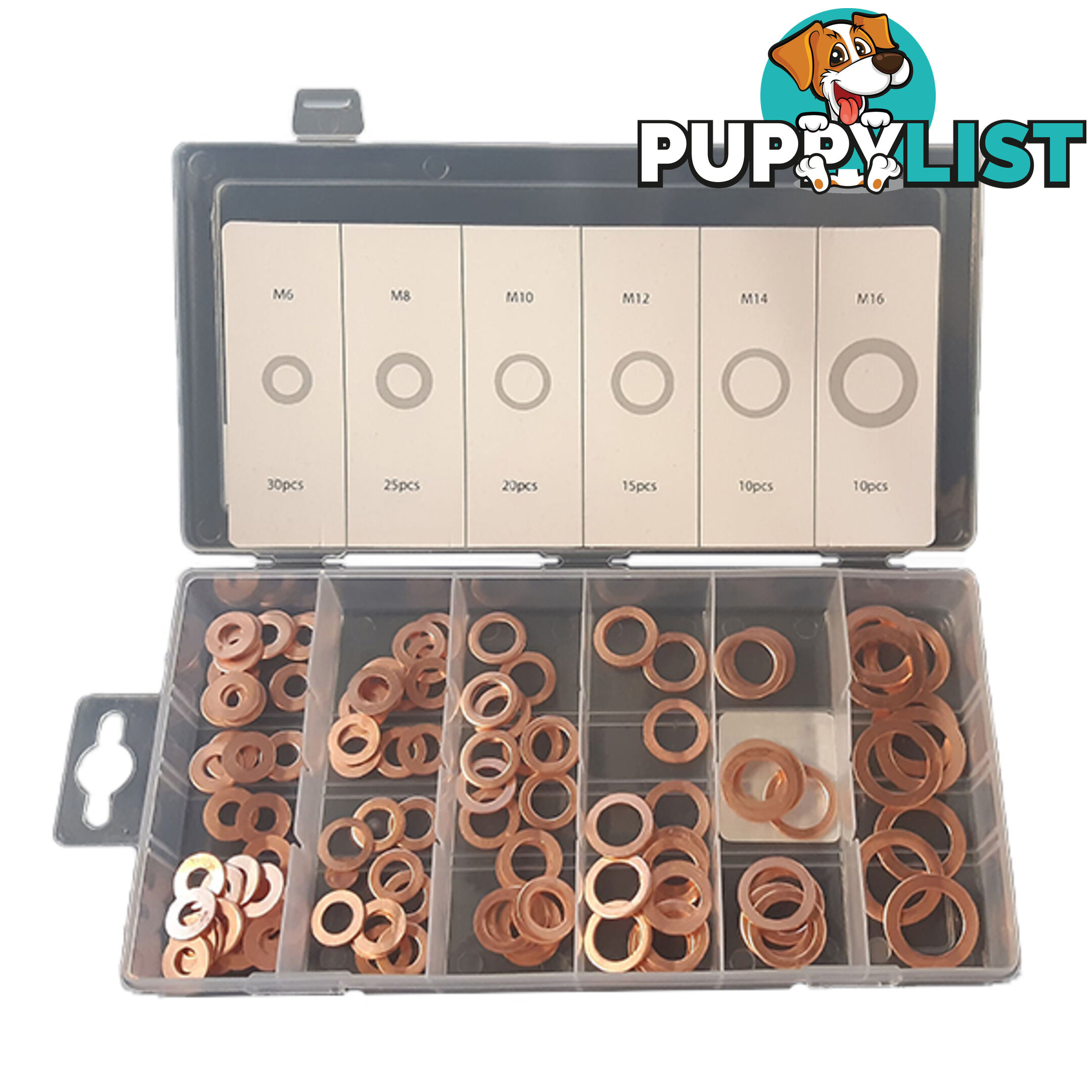 Copper Washers 6mm-16mm ID 110 Pack M6-M16 SKU - RG2814