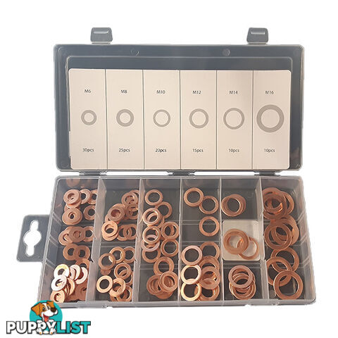 Copper Washers 6mm-16mm ID 110 Pack M6-M16 SKU - RG2814