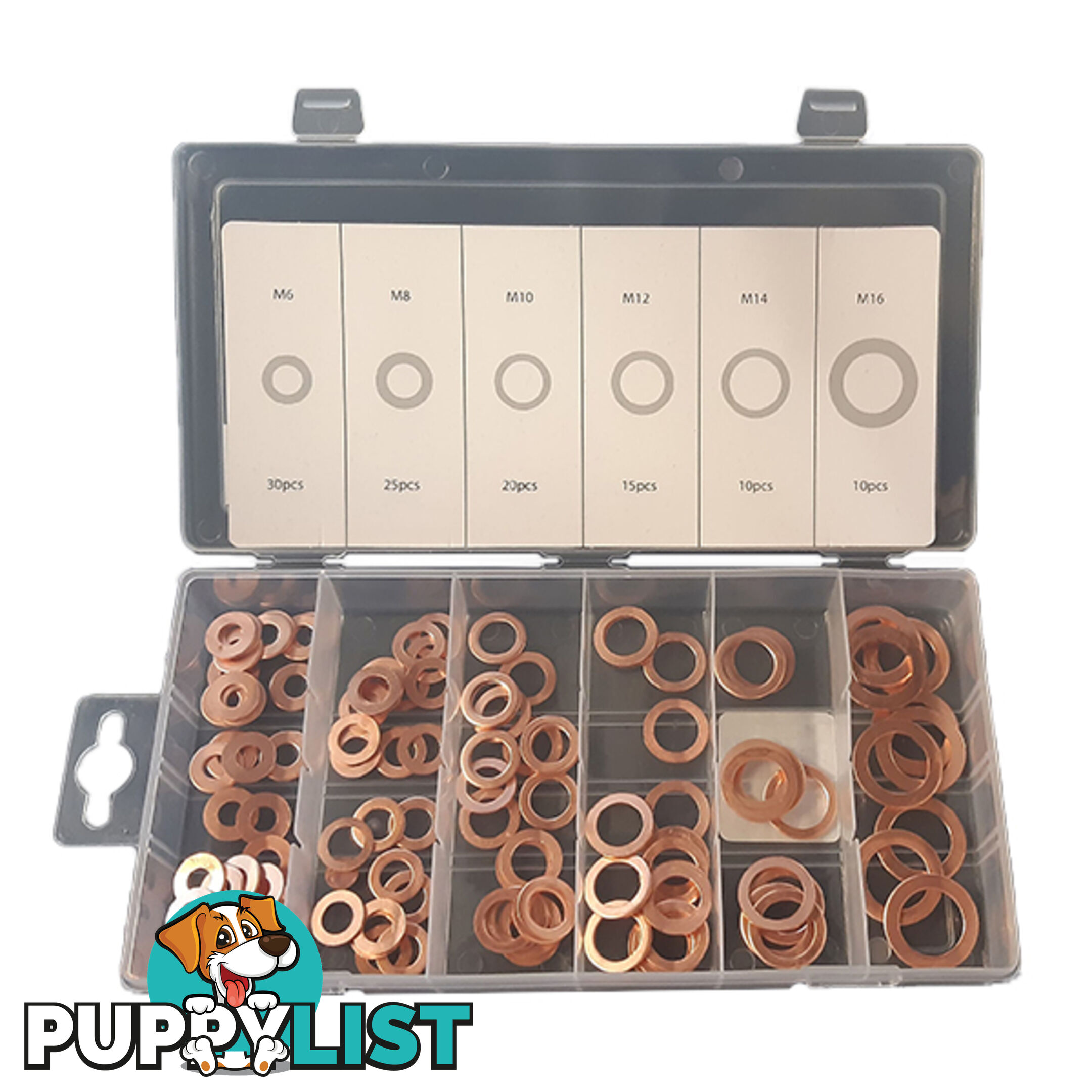 Copper Washers 6mm-16mm ID 110 Pack M6-M16 SKU - RG2814