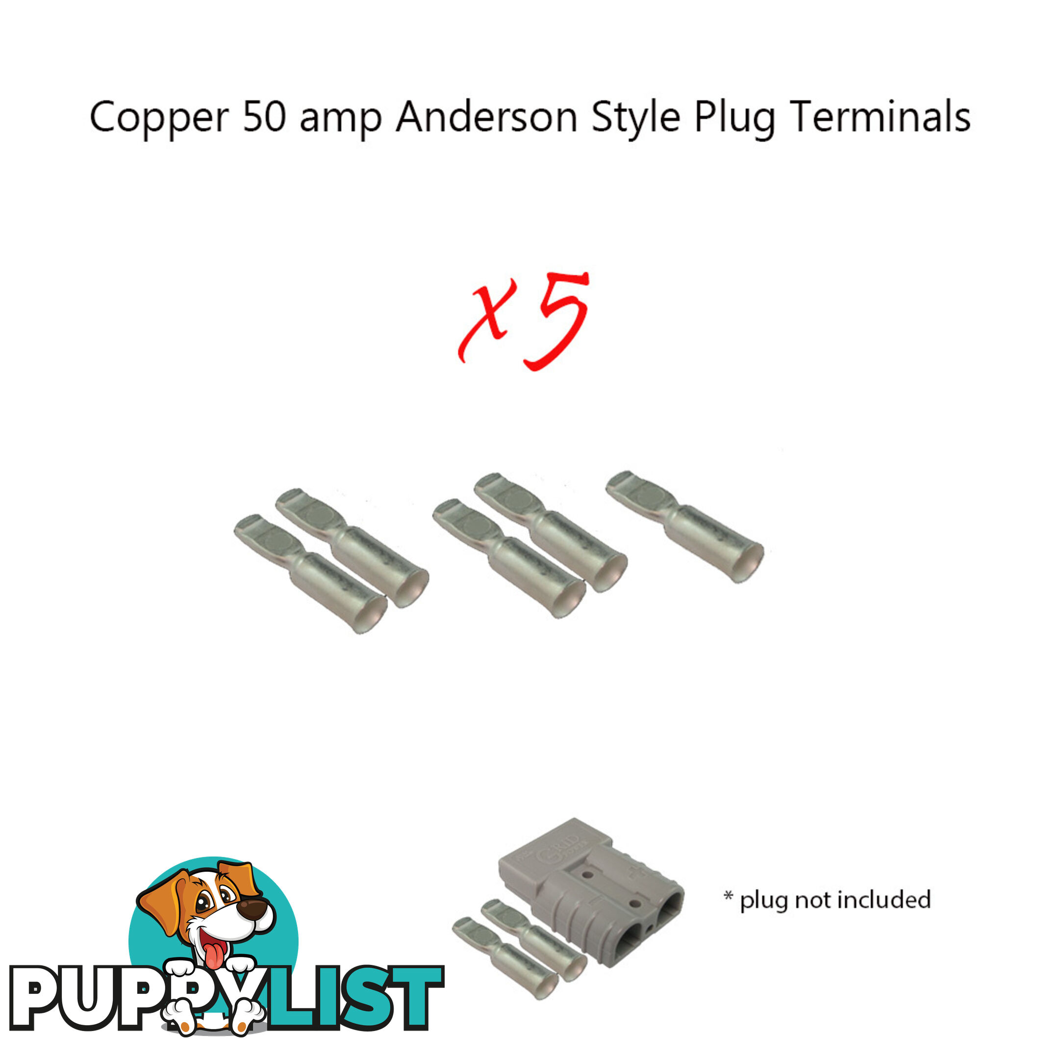 5 x 50 amp Anderson Plug Copper Terminals SKU - 10120