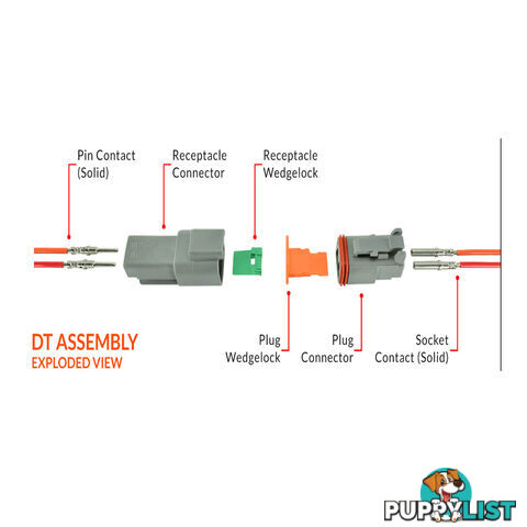 Deutsch DT 2-Way 2 Pin Electrical Connector Waterproof Plug Kit SKU - BB-Deutsch2Pin