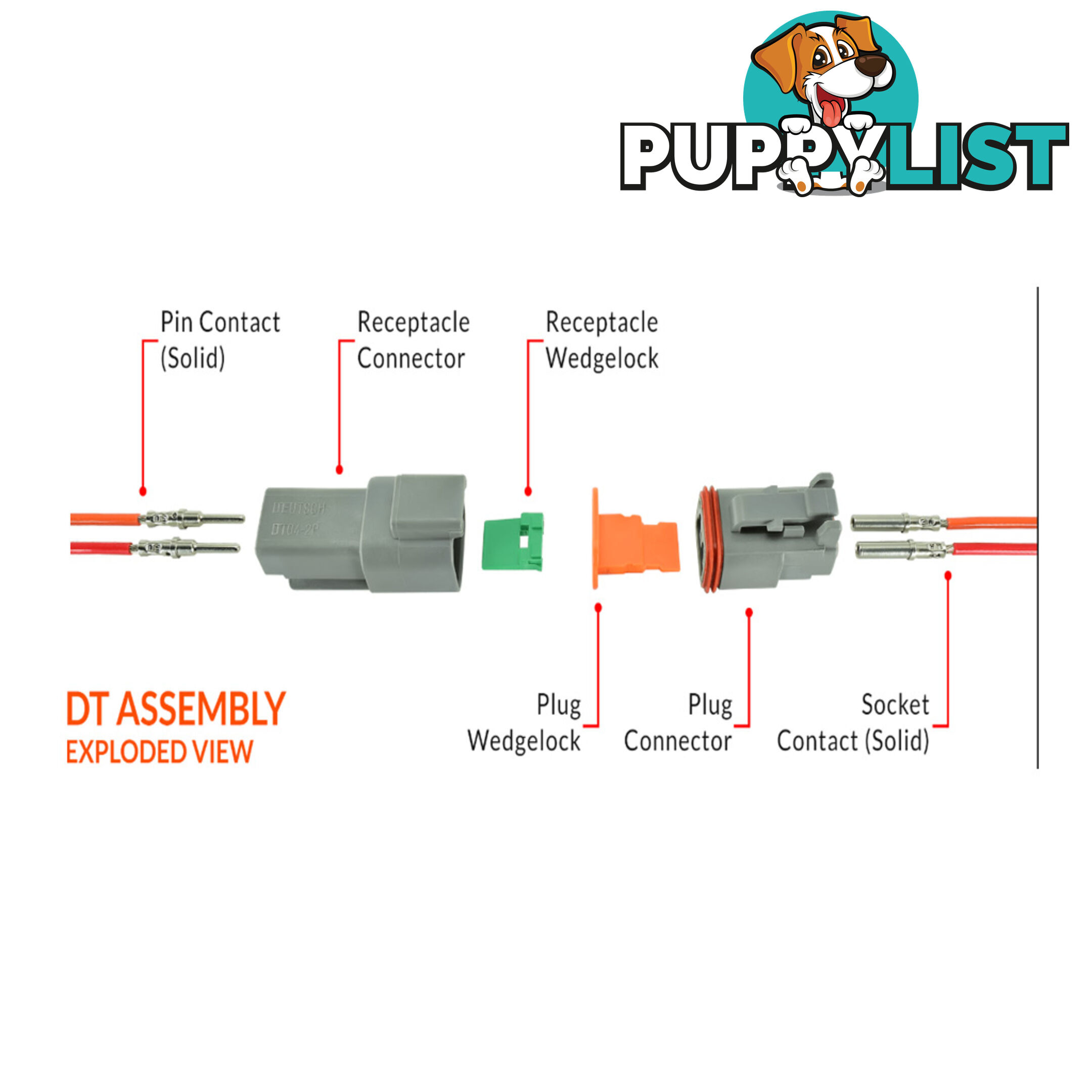 Deutsch DT 2-Way 2 Pin Electrical Connector Waterproof Plug Kit SKU - BB-Deutsch2Pin