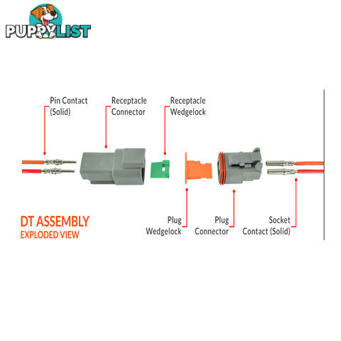 Deutsch DT 2-Way 2 Pin Electrical Connector Waterproof Plug Kit SKU - BB-Deutsch2Pin