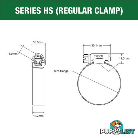 Tridon Part S. Steel Hose Clamps 115mm â 165mm Perforated Band 10pk SKU - HS096P