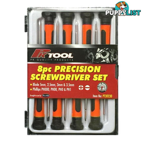 Precision Screwdriver 8pc Set 4 x Flat 4 x Phillips SKU - PT30230