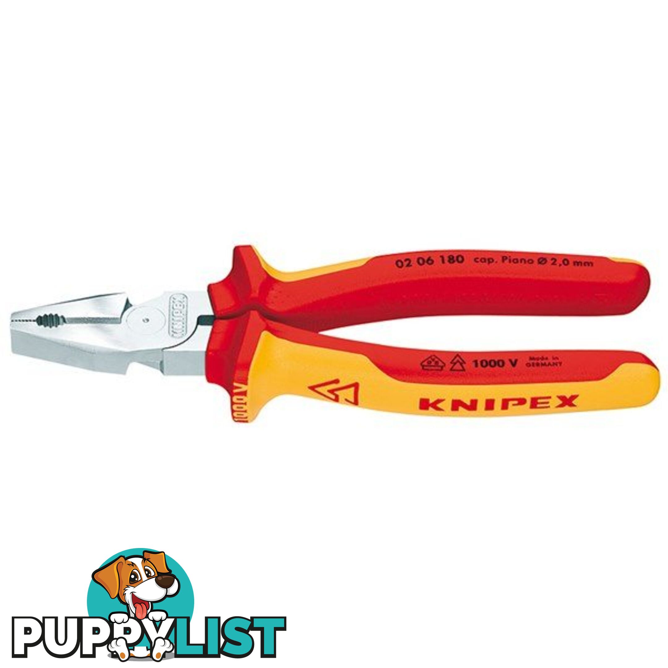 Knipex 180mm High Leverage Combination Pliers  - 1000V VDE SKU - 206180