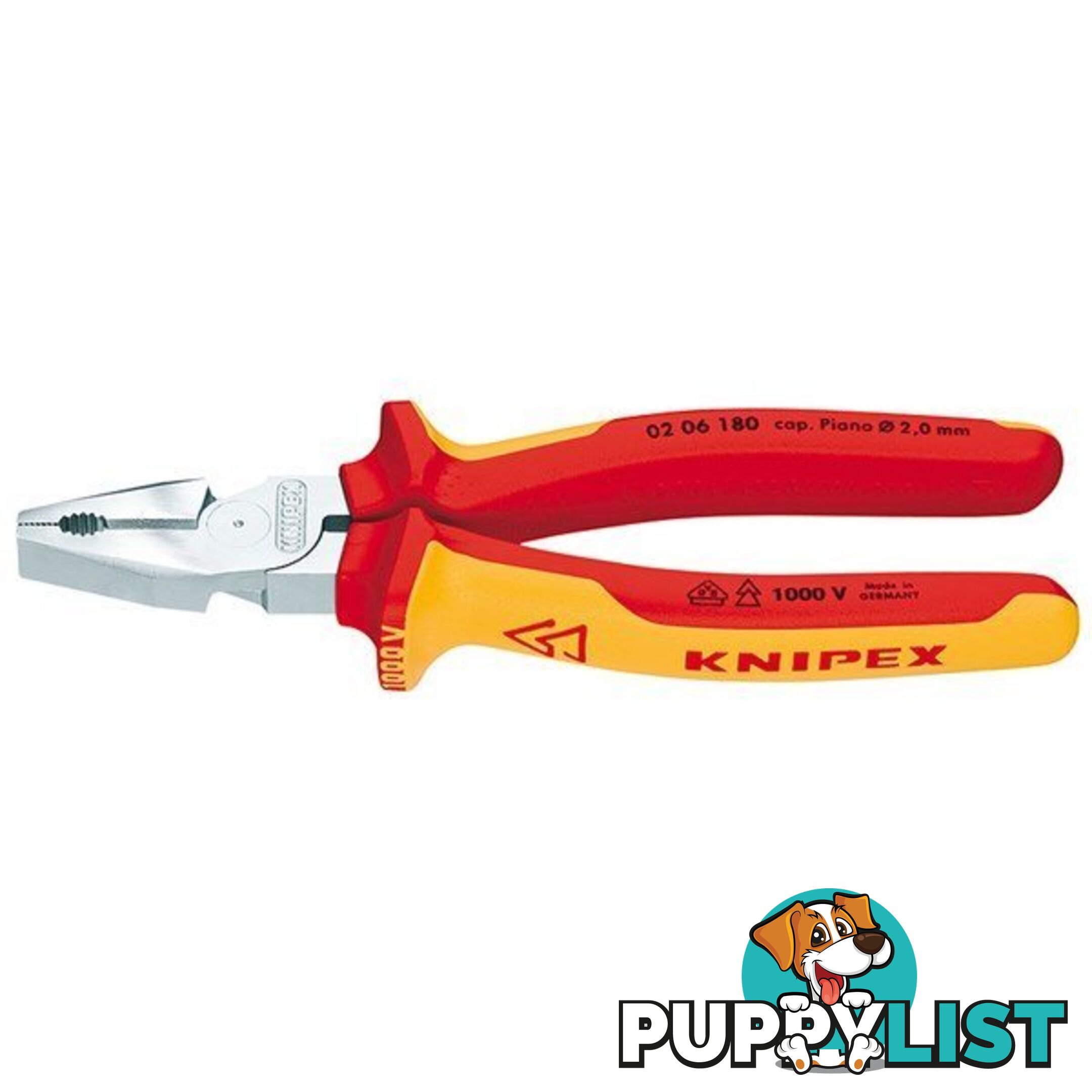 Knipex 180mm High Leverage Combination Pliers  - 1000V VDE SKU - 206180