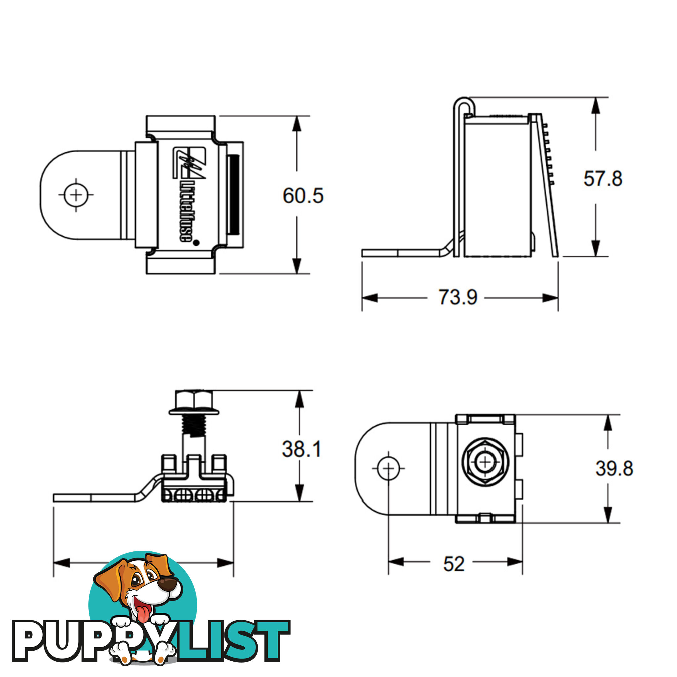 Littlefuse ZCase Fuse Battery Stud Mount Bars 1 Pole and Fuse Cover SKU - 0FHZ0212Z