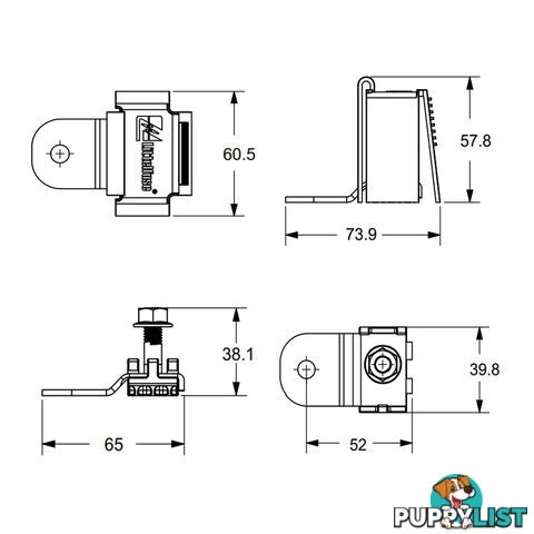 Littlefuse ZCase Fuse Battery Stud Mount Bars 1 Pole and Fuse Cover SKU - 0FHZ0212Z