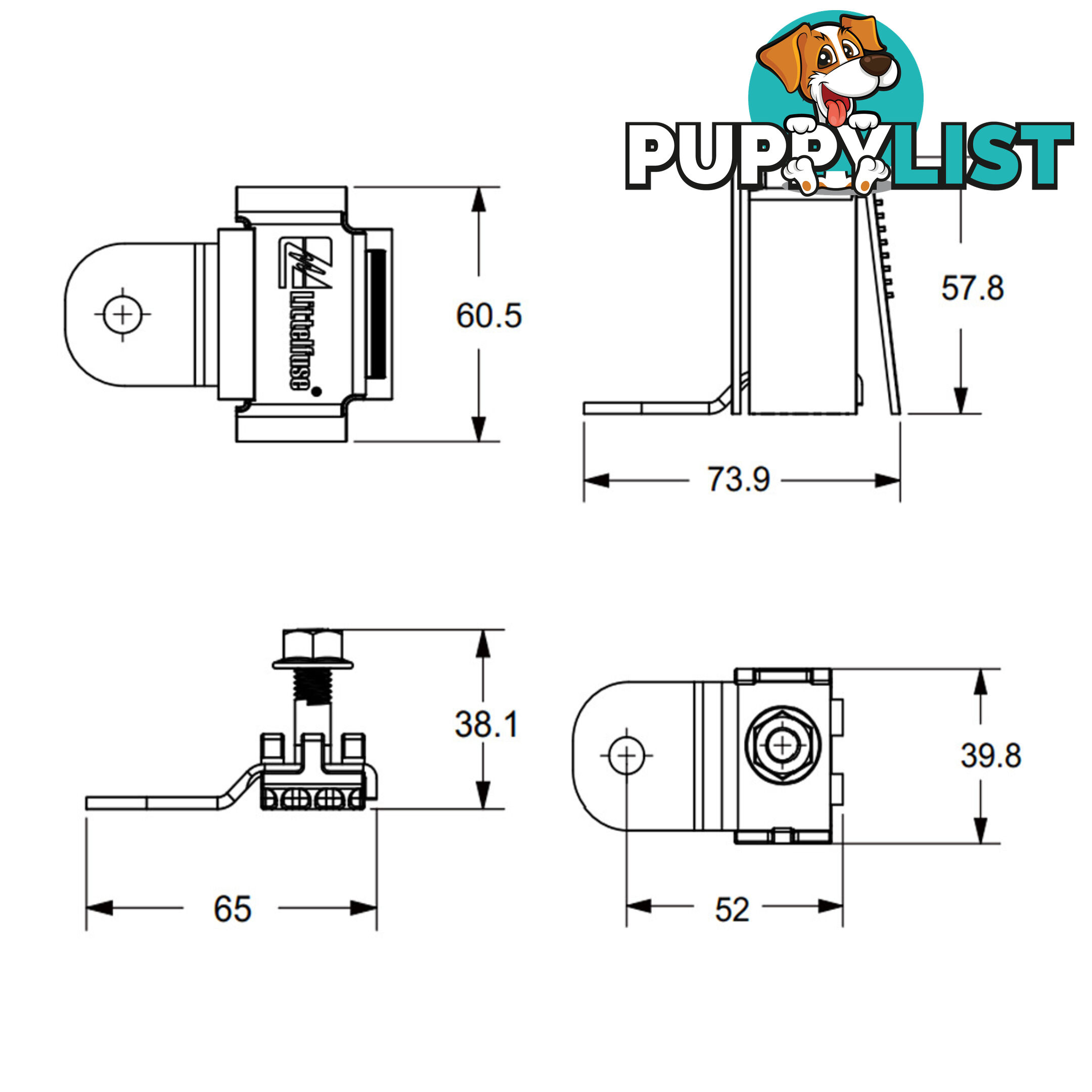 Littlefuse ZCase Fuse Battery Stud Mount Bars 1 Pole and Fuse Cover SKU - 0FHZ0212Z