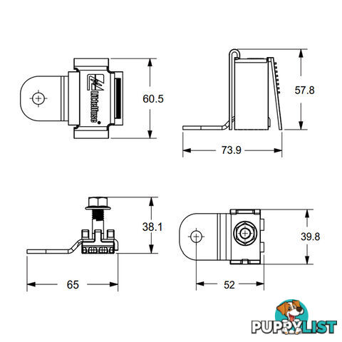 Littlefuse ZCase Fuse Battery Stud Mount Bars 1 Pole and Fuse Cover SKU - 0FHZ0212Z