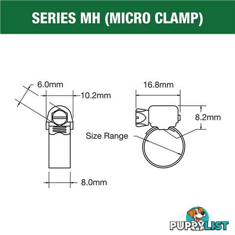 Tridon Part S. Steel Hose Clamp 59mm â 76mm Micro Perforated Band 10pk SKU - MH040P