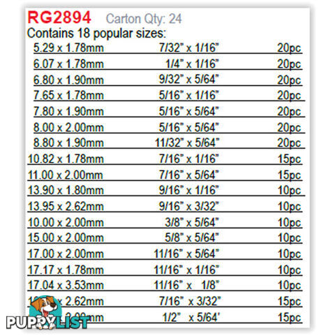 270pc HNBR O-Ring Assortment Kit SKU - RG2894