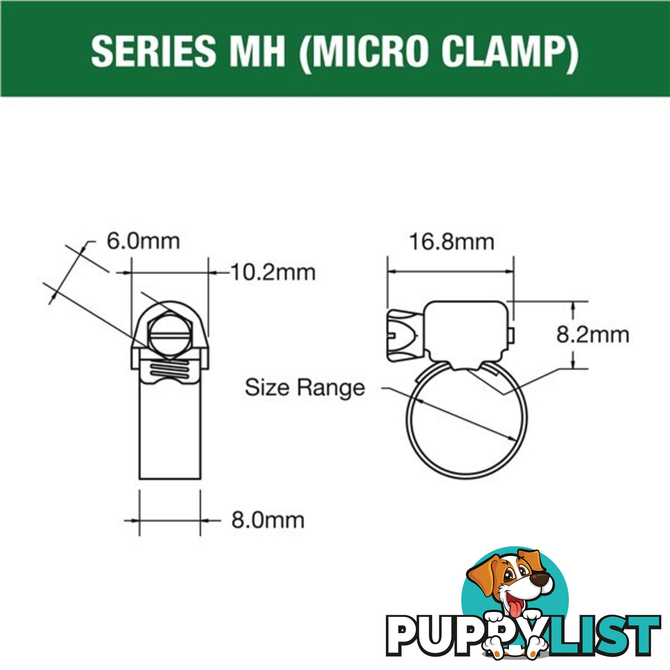 Tridon Part S. Steel Hose Clamp 13mm â 25mm Micro Perforated Band 10pk SKU - MH008P