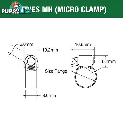 Tridon Part S. Steel Hose Clamp 13mm â 25mm Micro Perforated Band 10pk SKU - MH008P