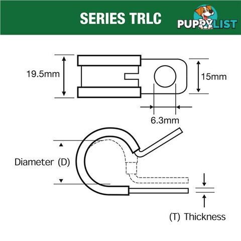 Tridon Rubber Lined Hose Clamp 32mm Zinc Plated 10 pk SKU - TRLC32P