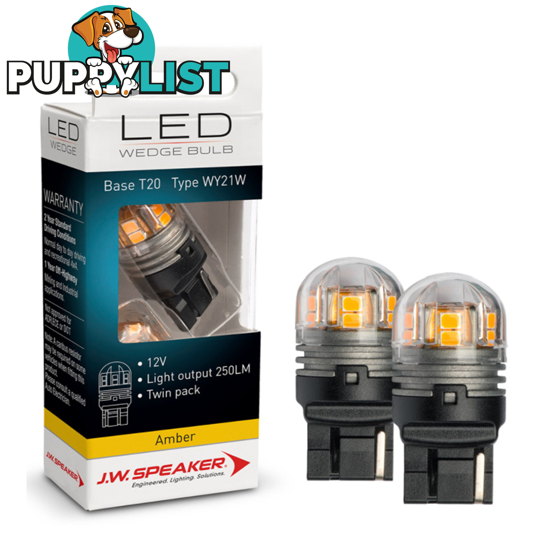 JW Speaker LED 12/24v Bulb S8 Base Amber Light Twin Pack SKU - 990132