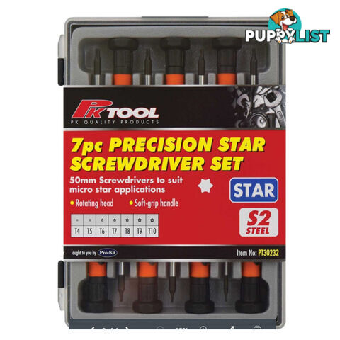 Precision Star Screwdriver 7pc Set T4  - T10 SKU - PT30232