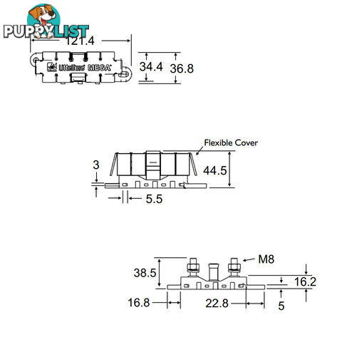 Littlefuse Flex Mega Fuse Block for MEGA/AMG fuses 500A max. 32VDC SKU - 2981028