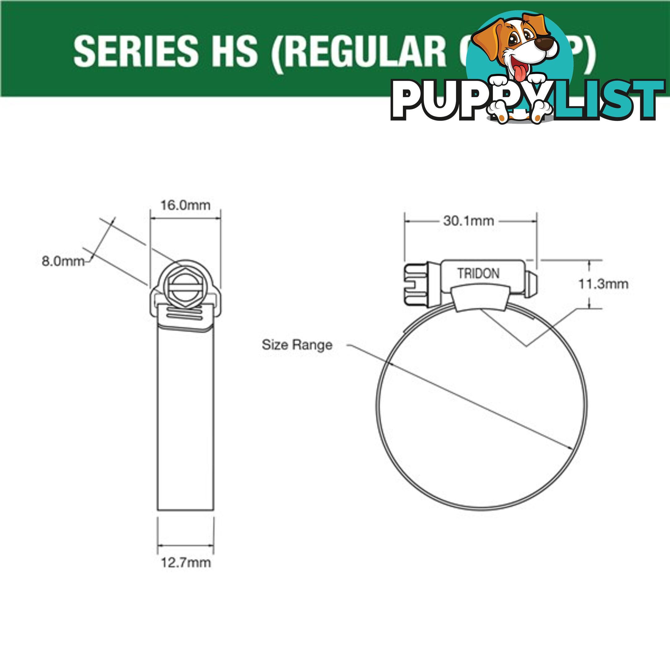 Tridon Part S. Steel Hose Clamps 298mm â 349mm Perforated Band SKU - HS212