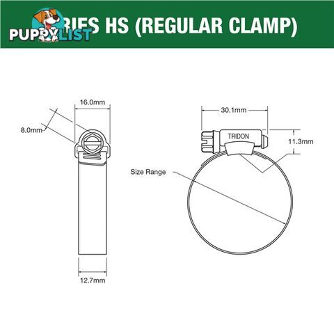 Tridon Part S. Steel Hose Clamps 298mm â 349mm Perforated Band SKU - HS212