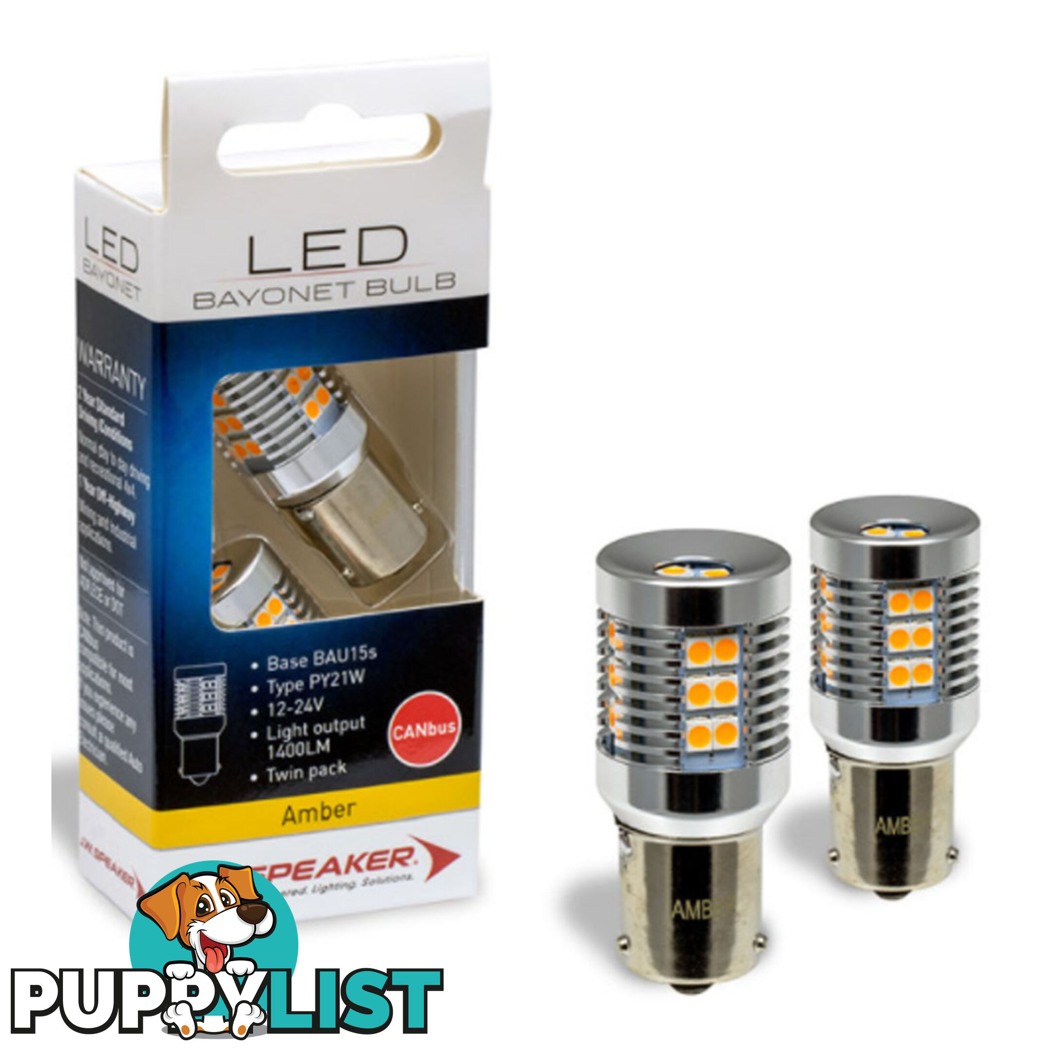 JW Speaker LED PY21W Bulb 12/24v Bayonet Base Amber Light Twin Pack SKU - 990142CB