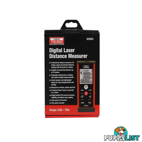 Toledo Digital Laser Distance Measurer Range Finder Up to 70m SKU - 322053