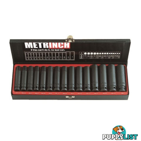 Metrinch 15 Piece 1/2 " Deep Wall Impact Socket Set + Bonus MET-0107 SKU - MBP001