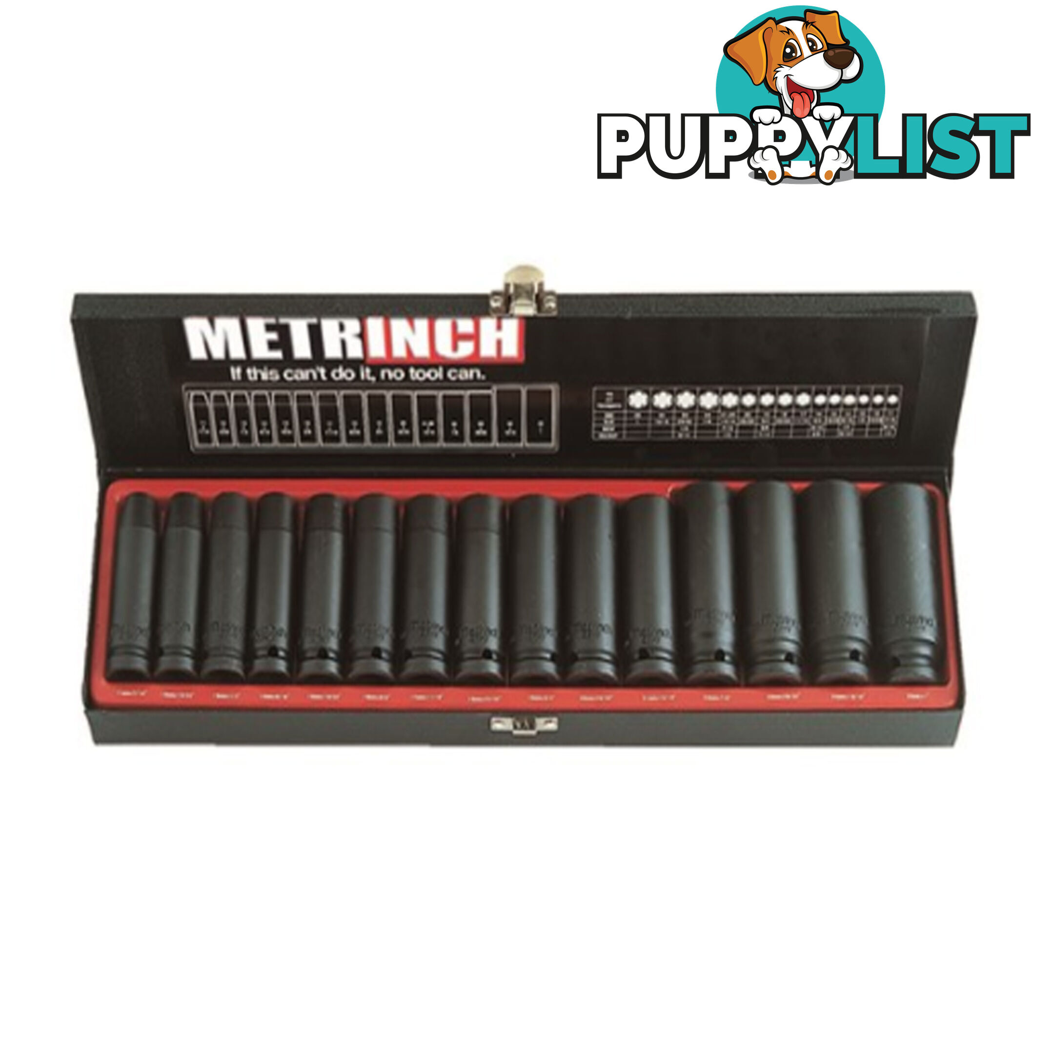 Metrinch 15 Piece 1/2 " Deep Wall Impact Socket Set + Bonus MET-0107 SKU - MBP001